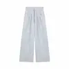 Elasto Cintura Cordão Perna Larga Calças Casuais Femininas Primavera e Outono Estilo Americano Solto Emagrecimento Calças Retas Calças Pequenas