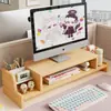 Suporte de altura ajustável para computador, base para tela de monitor, suporte elevado, prateleira organizadora para mesa de escritório com porta-canetas e prateleira