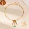Collar de Concha con Goteo de Aceite de Nuevo Estilo de Verano Transfronterizo para Niñas, Cadena para Clavícula Estilo Lindo, Joyería para la Temporada de Vacaciones en la Costa