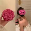 Caro com grampo de cabelo de rosa seca cabeça feminina grande flor vermelha clipe de flor clipe de tubarão cocar