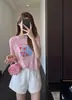 Energético y Juvenil, Estilo Perezoso, Holgado y Adelgazante, Camiseta con Estampado de Fresas, Top de Manga Corta para Mujer, Nuevo Estilo de Primavera y Verano