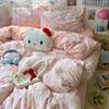 Juego de cama Clase A de Algodón Puro de Cuatro Piezas Juego de Cama de Algodón Puro de Tres Piezas Sábanas Funda de Edredón Funda de Edredón Cama Sábanas Dormitorio de Estudiantes Juego de Tres Piezas 4