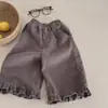 Calça Feminina Roupas Infantis Coreanas Estilo Primavera 2026 Versão Coreana Bebê Renda Casual Calça Wide Leg Solta Confortável Calça Reta