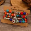 Pulsera de Conjunto Bohemio de Múltiples Capas con Cuentas para Mujer, Pulseras Apilables, Joyería Transfronteriza Europea y Americana, Árbol de la Vida Elefante
