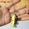 Urso Morango de Borracha Macia Posição Sentada Corpo Inteiro Charme de Bolsa Fofo Acessórios Chaveiro de Carro Desenho Animado DIY Empilhável