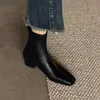Tallas 34 a 42, botas adelgazantes y elásticas, exportación transfronteriza, tallas grandes, negras, tacón grueso, punta cuadrada, botas de moda, versátiles para otoño e invierno, botas para mujer