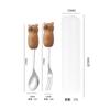 Cuchara de acero inoxidable de dibujos animados Tenedor Aspecto lindo estilo ins mango de madera Coreano Oso Gato cuchara para postre café tenedor