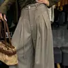 Pantalones casuales de moda de alta gama para mujer de Dongdaemun, Corea, con diseño de cintura alta y corte de pierna ancha para el uso diario