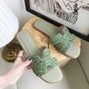 Nuevos Zapatos de Mujer de Verano, Zapatos Planos Suaves con Suela de Goma, Pantuflas Brillantes con Diamantes para Mujer, Pantuflas de Moda para Mujer Estilo Coreano