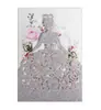 Comercio Exterior Papel con Purpurina Dorada Flor de Rosa Chica Bonita Tarjeta de Felicitación Plateada Tarjeta de Invitación Tarjeta Tarjeta de Invitación Hueca En Stock