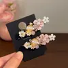 Flores de Cerezo Cayendo Perla de Flor Rosa Claro Estilo Suave Pasador Hanfu Qipao Accesorio Flequillo Lateral de Niña Clip