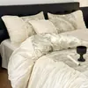 Juego de Cuatro Piezas Retro Francés Antiguo Clase A Seda Lavada Sedosa Funda Nórdica para Cama de 1.8 Juego de Sábanas de 4 Piezas