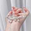 Pulsera de Plata Antigua para Mujer Plata Esterlina 9999 Huan de Dos Generaciones Pie Plata Pulsera para Niños Mate Push-pull Sólida Círculo Liso Plata Joyería para Niños