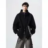 Sudadera con capucha de cremallera de talla grande estilo americano, versátil para primavera y otoño, color liso, corte holgado, chaqueta casual para hombre