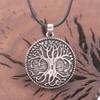 Cross-border Viking Tree of Life Liga de Zinco Pingente Retro Odin Rune World Tree Colar Redondo Joias Europeias e Americanas