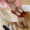 Zapatos Planos de Marca de Nicho de Moda para Mujer 2026 Primavera/Verano Nuevos Tejidos con Lazo Cuadrados de Punta Tacón Bajo Boca Baja Zapatos para Mujer Negros