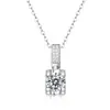 Collar de Plata S925 Cubo de Azúcar Moissanita Cadena Ligera de Lujo para Clavícula Colgante para Mujer Moda y Elegancia En Stock Venta al por Mayor Transfronteriza