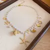 Collar Redondo de Concha Estilo Isla Romántico, Lujo Ligero y Sensación de Alta Gama, Cadena para Clavícula, Accesorio Versátil de Nicho para Vacaciones en la Costa para Mujeres