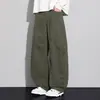 Pantalones de trabajo rectos de algodón puro para hombre, estilo otoño e invierno 2026, pantalones casuales de pierna ancha holgados retro americano de moda
