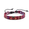 Pulsera Dopamina Multicolor Estilo Étnico Original Pulsera de Tela Tejida a Mano Pulsera de Algodón y Lino Accesorios para Ropa