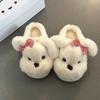 Piao Hong Design Adorables Pantuflas Peludas con Lazo de Perrito para Otoño e Invierno, Adorables Pantuflas de Algodón Cerradas con Suela Gruesa de Peluche