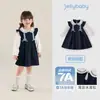 Vestido para Meninas 2026 Outono Novo Estilo Falso Duas Peças Bebê Estilo Francês Vestido Princesa de Outono Estilo Academia Vestido Infantil
