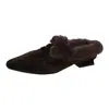 Zapatos de Otoño para Mujer de Punta Fina y Peludos para Exteriores, Mocasines Cerrados Forrados de Lana Estilo Europeo y Americano, Mocasines Negros sin Cordones al por Mayor