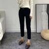Pantalones vaqueros azul grisáceo engrosados para mujer 2024 nuevos pantalones de tubo rectos de cintura alta altos y delgados