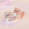 Anillo de perla geométrica de doble capa Moda japonesa y coreana Anillo femenino hipster Anillo para el dedo índice Anillo para el dedo meñique Venta al por mayor de fábrica