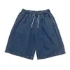Roupa sem camisa tendência japonesa shorts jeans masculinos cor sólida verão calças americanas largas casuais calças de cinco pontos