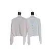 Tejido de Punto de Manga Larga Estilo Coreano para Mujer Primavera Nuevo Botón de Diamante de Una Fila Corto Delgado Versátil Protección Solar Cardigan para Aire Acondicionado