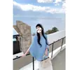 Verano 2026 nuevo estilo manga murciélago cuello redondo holgado adelgazante versátil moderno de manga corta tejido para mujer con un toque de alta gama