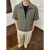 Camisa de Rayas Verticales con Cuello en V Falsa de Dos Piezas para Hombre, Camisa de Manga con Dobladillo Elástico de Verano, Camiseta Casual Suelta Elegante para Hombre
