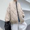 Casaco acolchoado de algodão masculino de inverno com padrão xadrez retrô japonês, gola baseball, versátil, jaqueta acolchoada casual para meninos