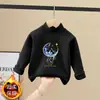 Camada Base Casual de Lã Masculina Camiseta Infantil de Manga Longa Escovada 2026 Novo Outono Inverno Meninos Top Versátil