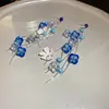 Aretes de Borla de Flor de Acrílico Plateado Estilo Festivo Frescos Elegantes Pendientes Sentido Avanzado Pendientes Sentido del Diseño Nicho