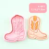 Formas de Biscoito Série Cowboy, Tipo Pressionar 3D Realista, Formatos de Bota e Chapéu, Ferramentas de Confeitaria DIY