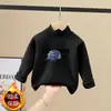 Camada Base Casual para Meninos Primavera Outono Inverno Gola Meia-Alta Camiseta de Lã Manga Longa Estilosa Infantil Desenho Animado Top