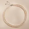 Collar de perlas de agua dulce naturales 4-5 mm, perla redonda plana pequeña, moderno y simple, adecuado para el uso diario, cadena para la clavícula para mujer