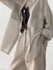 Camisa feminina listrada vintage de outono, solta e casual, com design descontraído, top único e que afina