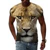 Moda de Verano las Nuevas Camisetas para Hombre con Gráfico de León Animal Casu