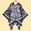 Venda Direta Comércio Exterior Moda Outono e Inverno Cachecol Xale Grafite Retro Dividido Quente Xale Manto Poncho Xales