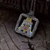 Prata Esterlina S925 Zikiram Diamante Incrustado Thangka Buda Quadrado Pingente Xizang Retro Moda Indústria Pesada Alto Padrão Atacado