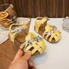 Nuevas Sandalias de Verano 2026 Estilo Coreano Lazo Tejido Hueco Sandalias Romanas para Niñas Zapatos de Playa para Niños Pequeños