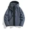 Chaqueta soft shell estilo montaña para hombre, impermeable y cálida, chaqueta soft shell de senderismo para mujer, chaqueta con capucha, abrigo soft shell de una sola capa, cortavientos