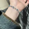 "Niebla Azul Sueño Claro" Pulsera Vintage Azul Fresco para Mujer, Lujo Ligero, Gama Alta, Exquisita Nueva Joyería de Pulsera de Cristal