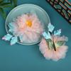 Horquilla de aire caliente con diseño original antiguo, hecha a mano, con gran degradado rosa y peonía, para maquillaje, Hanfu
