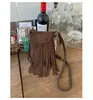 Nueva Bolsa para Teléfono Móvil de Diseño Retro de Nicho, Bolso de Moda de Gama Alta con Borla, Bolso Cruzado Pequeño Retro de Gamuza de Moda para Mujer