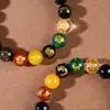 Pulseira de Obsidiana Arco-Íris Dourada Obsidiana Transferência de Ano Cinco Elementos Deus da Riqueza das Cinco Direções Pulseira para Homens e Mulheres Casais