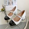 Novos Sapatos de Velcro com Corrente de Pérolas para Primavera/Verão 2025, Sapatos Mary Jane JK com Salto Grosso Estilo Vintage, Sandálias Romanas